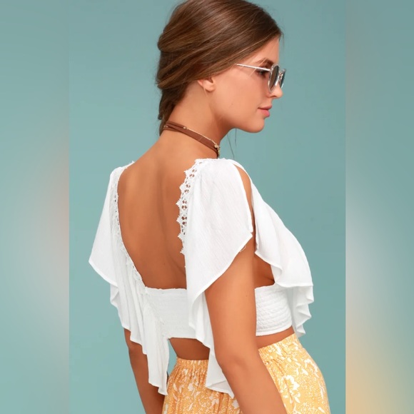 Lulu’s White Lace Crop Top - Picture 7 of 7